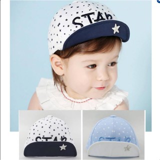 หมวกแก๊ปเด็ก ลาย Star มี 2 สี สีฟ้า/สีขาว อายุ 6เดือน-3ปี # HAT03