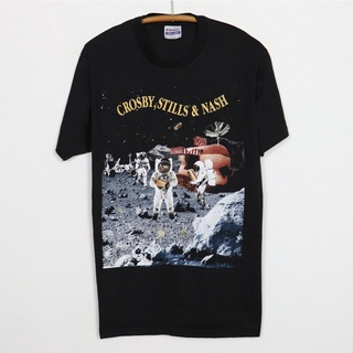 tshirtเสื้อยืดคอกลมฤดูร้อนเสื้อยืดผ้าฝ้าย สไตล์วินเทจ 1990 Crosby Stills Nash Live It Up PJjgpn28NKgipp58Sto4XL