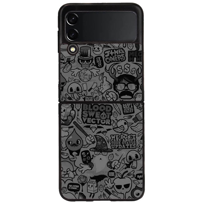 เคส Samsung Galaxy Z Flip 3, Z Flip 4 dodle สีเทา cool X0030