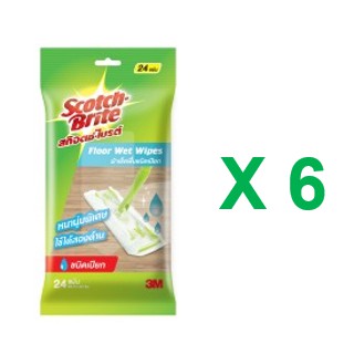 สก๊อตช์ ไบรต์ ผ้าถูพื้นชนิดเปียก Scotch Brite Floor Wet Wipes (6 ห่อ)