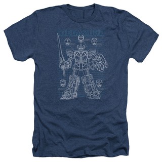 T-shirt  เสื้อยืดแขนสั้น พิมพ์ลาย Power Rangers Megazord Mega Plans สําหรับผู้ชายS-5XL