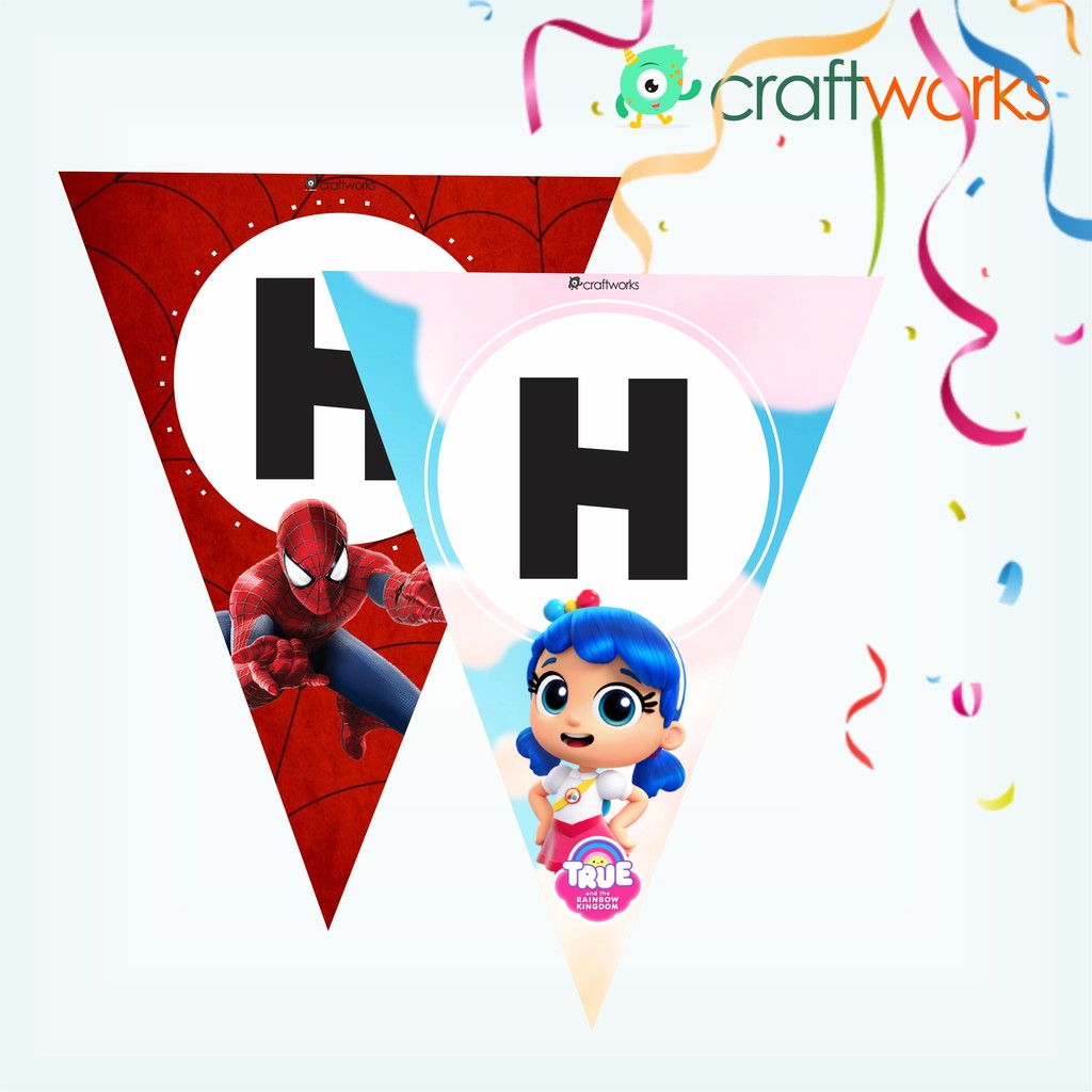 BUNTING FLAG BANNER สําหรับ CHILDREN / CARTOON BIRTHDAY FLAG DECORATION