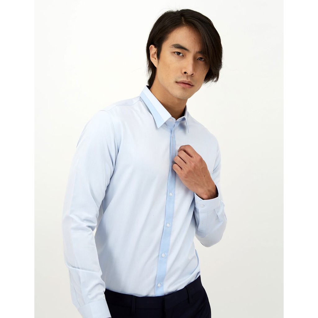 DAPPER เสื้อเชิ้ตทำงานสำหรับผู้ชาย “Easy Care” Polyester Rayon Formal Shirt สีฟ้า