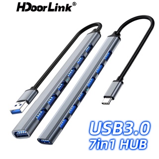 Hdoorlink 7 In 1 อะแดปเตอร์ฮับ USB 3.0 Type C ความเร็วสูง OTG สําหรับเมาส์ คีย์บอร์ด ฮาร์ดไดรฟ์ แล็ปท็อป