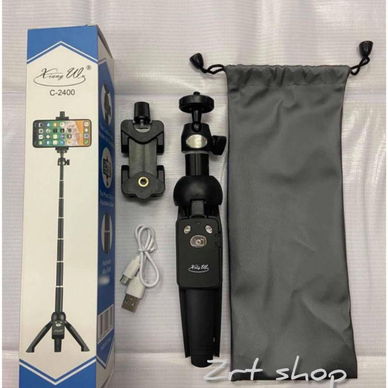 ขาตั้งกล้องและโทรศัพท์แบบ3ขา    c-2400   สีดำ