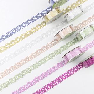 เทปกาวลูกไม้ริบบิ้นกลิตเตอร์ washi 1 ม้วนสําหรับตกแต่งสมุด diy