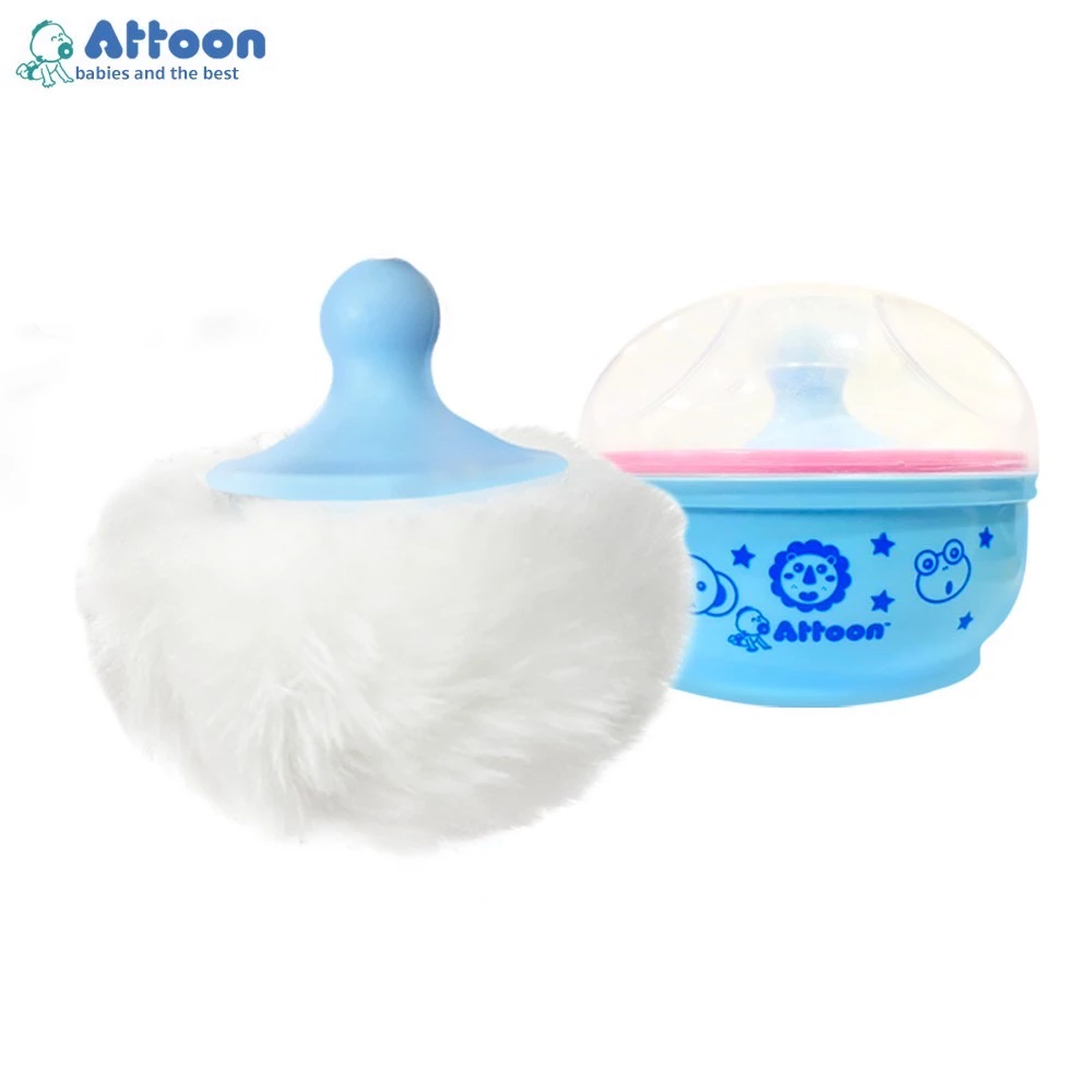 ATTOON CENTER ตลับแป้งเด็ก กล่องใส่แป้ง พร้อม ที่ปัดแป้ง ขนกำมะหยี่ (คละสี) แปรงขนนุ่ม กระปุกแป้ง มีฝาปิด