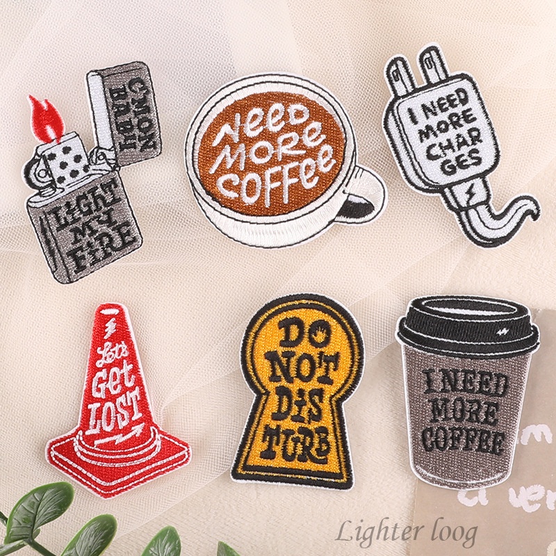 สติกเกอร์ ปักครอสสติตช์ ลายตัวอักษรภาษาอังกฤษ DIY สําหรับติดตกแต่งเสื้อผ้า คอมพิวเตอร์