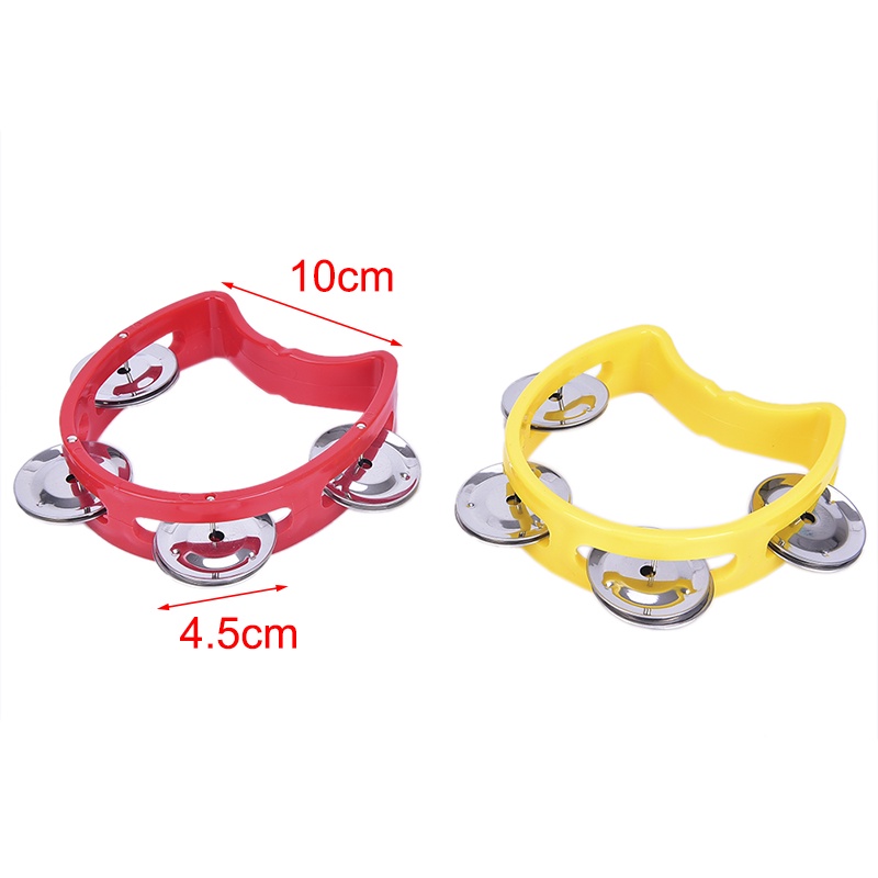 1pcs musical instrument hand holding tambourine four bell ring rattle
