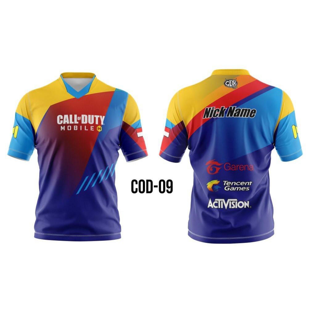 GAMING JERSEY E-SPORTS CALL OF DUTY, RRQ, EVOS, PUBG, AOV, FREE FIRE FREE NICKNAME และโลโก้
