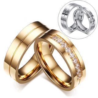 Charm Men Women Fashion Diamond Crystal Silver Gold Titanium Wedding Engagement Couple Rings