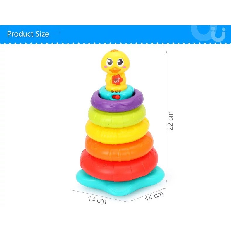 Huile Toys ห่วงเรียงซ้อนลูกเป็ด เจดีย์สวมหลัก มีเสียงมีไฟ - รูปที่ 7