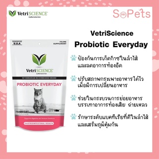 Probiotic Everyday Cat โปรไบโอติกแมว 60 เม็ดเคี้ยวแบบขนม แมวท้องเสีย แมวท้องผูก แมวเครียด เสริมสร้างภูมิ