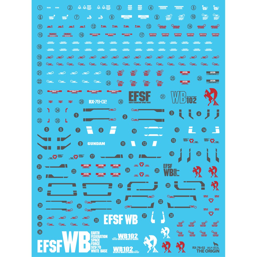 DELPI DECAL RX-78-2 The Origin WATER DECAL MG