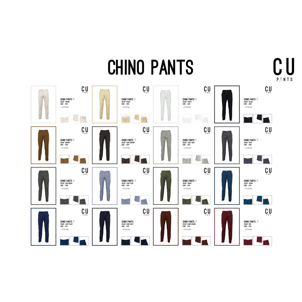 ☃🔺แจ้งไซท์ในแชท์🔺กางเกง ชิโน่  ขายาว ชิโน กางเกงชิโน่ Chino pants ทรง กระบอกเล็ก : CU PANTS.1