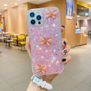 เคสโทรศัพท์มือถือ ซิลิโคนนุ่ม ลายผีเสื้อ กลิตเตอร์วิบวับ สําหรับ Redmi Note 11 10 9 8 7 Pro 9A 9C 8A