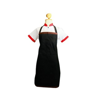 🔥ยอดนิยม!! เอโร่ ผ้ากันเปื้อนเต็มตัว สีดำแถบแดง aro Apron Half Body