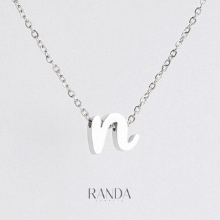 Randa สร้อยคอตัวอักษร สีเงิน ตัวเขียนN-Z สแตนเลส เลือกความยาว DIY มินิมอล ไม่ลอกไม่ดำ ลงทะเล โดนน้ำหอมได้