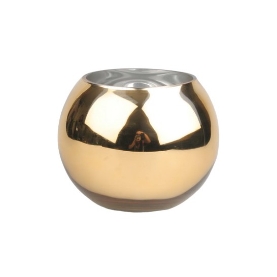 OrientalFineArt  โหลแก้ว แก้วทรงกลมสีทองเงา ดูสวยหรู ไม่ใช้บรรจุน้ำ,ของเหลวไว้สำหรับจัดดอกไม้ปลอม(FBD-0912-4 Gold)