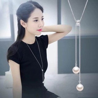 สร้อยคอยาว เรียบง่าย เครื่องประดับมุกจําลอง สร้อยคอพู่ และจี้ Bijoux Femme โซ่ 2020 ของขวัญสําหรับผู้หญิง