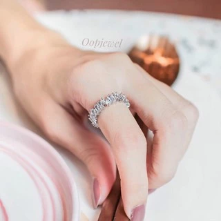 ‼️ซื้อในlive,VDO ลด100‼️ แหวนเพชรรอบวง เพชรสวิส cz Cubic Zirconia ring ชุบทองคำขาว พร้อมกล่องแหวนแบรนด์ Oopjewel