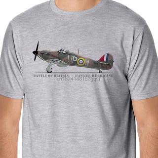 ROUND คอลูกเรือเสื้อยืดคอกลม ผ้าฝ้าย พิมพ์ลาย Battle of Brin Hawker Hurricane คุณภาพสูง แฟชั่นฤดูร้อน สไตล์คลาสสิก สําหร