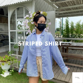 VEERIN Vee Striped Shirt เสื้อเชิ้ตลายทางสไตล์เกาหลี มี2สี