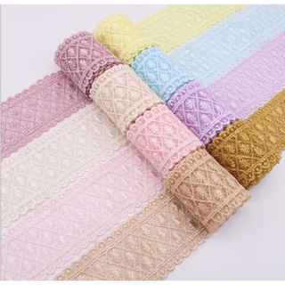 พร้อมส่ง ริบบิ้นผ้าลูกไม้ หลากสี ขนาด 4 ซม.