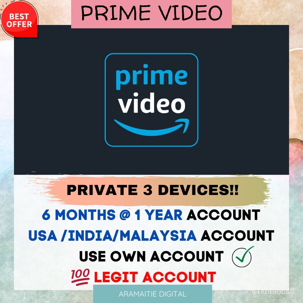 1 Year Private Amazon Prime Video Usa Malaysia India Uk Widl Shopee Thailand