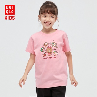 Uniqlo เสื้อยืด แขนสั้น พิมพ์ลาย LINE FRIENDS สําหรับเด็กผู้ชาย ผู้หญิง