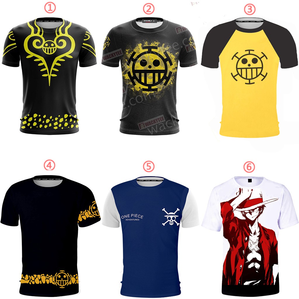 เสื ้ อยืดวันพีซ Trafalgar D Water Law Tee คอสเพลย ์ Ace Zoro แขนสั ้ น Unisex Casual Luffy เสื ้ อยืด