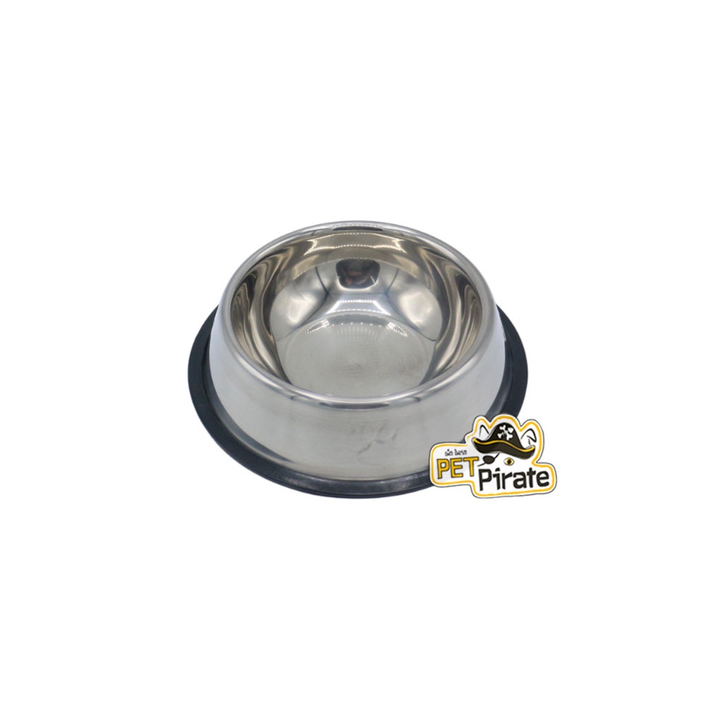ชามสแตนเลส ชามใส่อาหารและน้ำสำหรับสัตว์เลี้ยง ขอบยางรอบฐาน ทรงเตี้ย มั่นใจชามไม่เลื่อน ไม่หกคว่ำ ชามข้าวสุนัข
