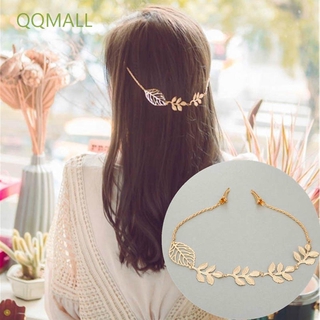 Qqmall ที่คาดผมลายใบไม้สีทองสําหรับผู้หญิง / หลากสี