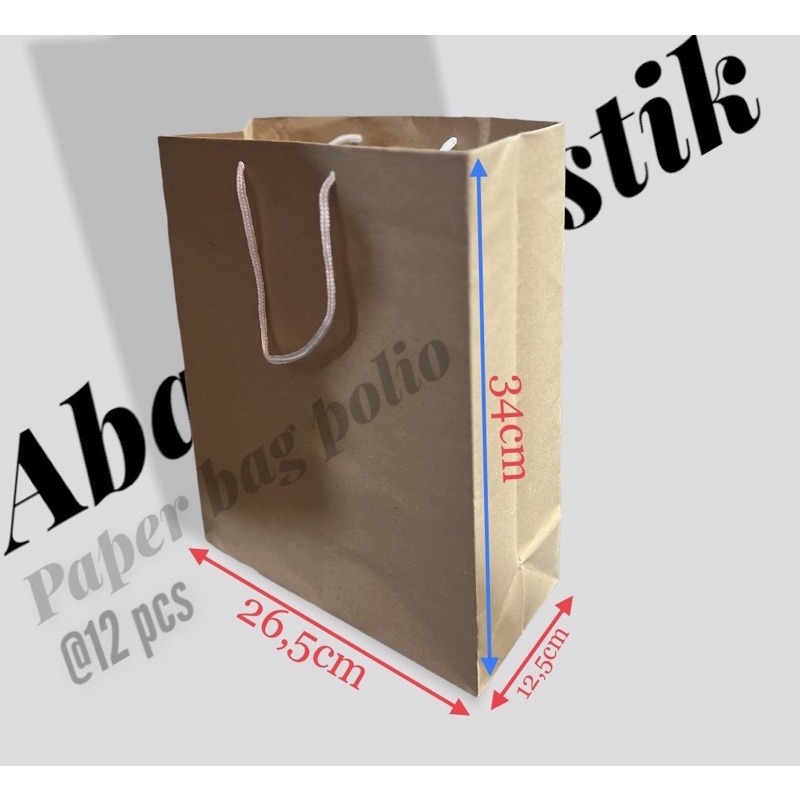 PLAIN POLYO PAPER BAG/MEDIUM PAPER BAG/SHOPPING BAG@12 ชิ้น
