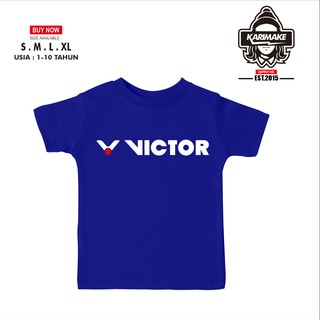 เสื้อยืดผ้าฝ้ายพิมพ์ลายแฟชั่น Victor เสื้อยืดกีฬา แบดมินตัน โลโก้ สําหรับเด็ก