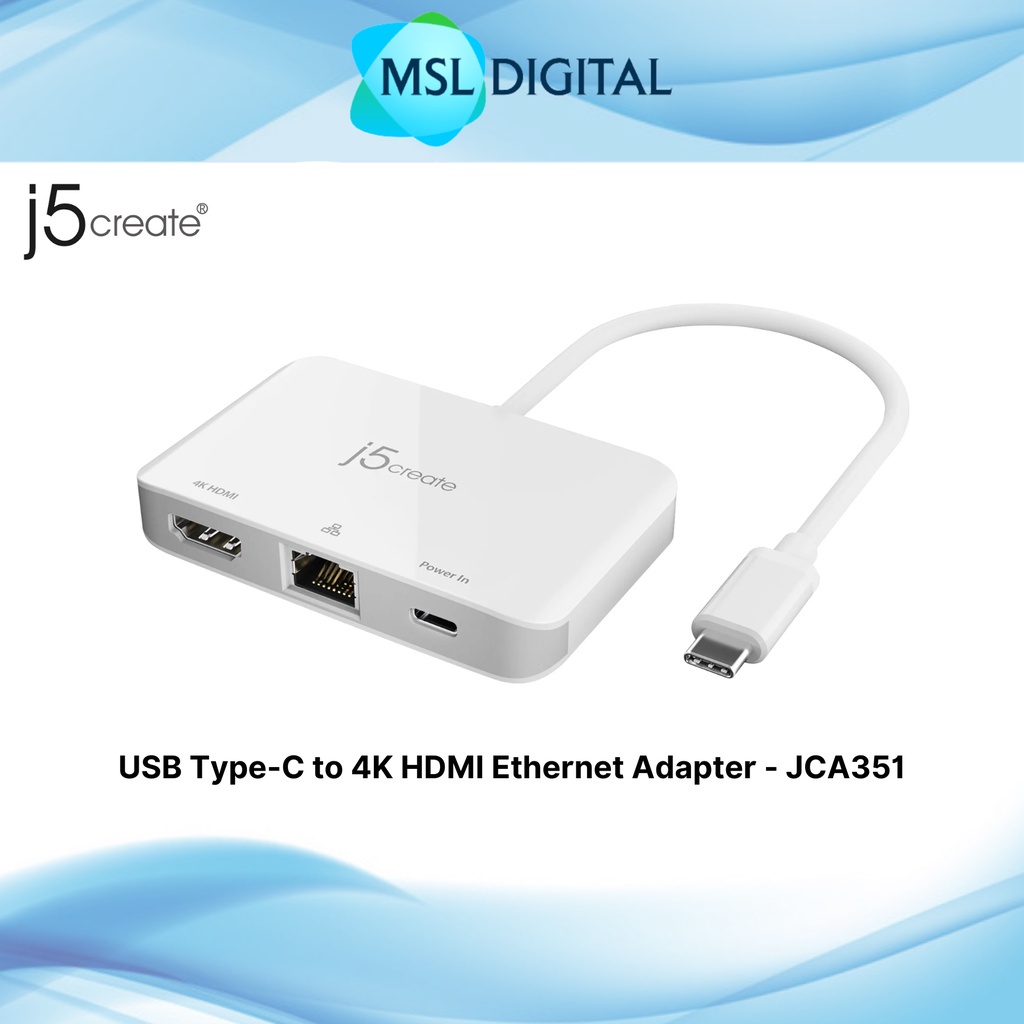 J5create อะแดปเตอร์ USB Type-C เป็น 4K HDMI Ethernet - JCA351