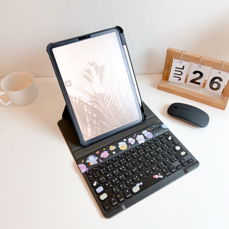 𝐒𝐞𝐭 𝐢𝐏𝐚𝐝 𝐜𝐚𝐬𝐞 𝟑𝟔𝟎° เคส + คีย์บอร์ด + เมาส์ + ปากกา เคสวางแนวตั้ง วางแนวนอน หมุนได้ 360°