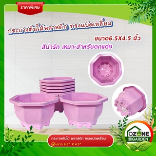 กระถางต้นไม้พลาสติก ทรงแปดเหลี่ยม ขนาด 6.5" x 4.5"