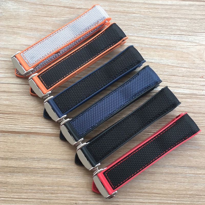 สายนาฬิกาข้อมือซิลิโคน ผ้าแคนวาส ไนล่อน 20 มม. 22 มม. สําหรับ Omega Strap Ocean Universe 9900 Hippocampus 8900