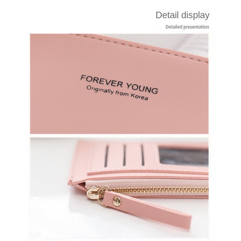 กระเป๋าสตางค์ ใบสั้น แบบบาง แต่งซิป ใส่เหรียญได้ แบบพกพา แบบเรียบง่าย สไตล์เกาหลี สําหรับผู้หญิง - รูปที่ 4