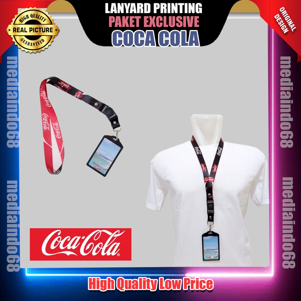 เชือกเส้นเล็ก Coca Cola สายรัด ID HP/Flashdisk Digital Printing (แพ็คเกจที่สมบูรณ์พิเศษ)