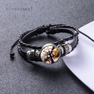 Blossomea สร้อยข้อมือป้ายแก้วลายการ์ตูนอนิเมะ Yagami สีดําสําหรับผู้หญิงและผู้ชาย