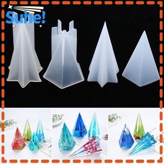 SUHE Hexagonal Cone Resin Mold Night Light Xmas Ornament Silicone Mould Jewelry Making Tool DIY Crystal Epoxy Decorative Crafts Casting Molds