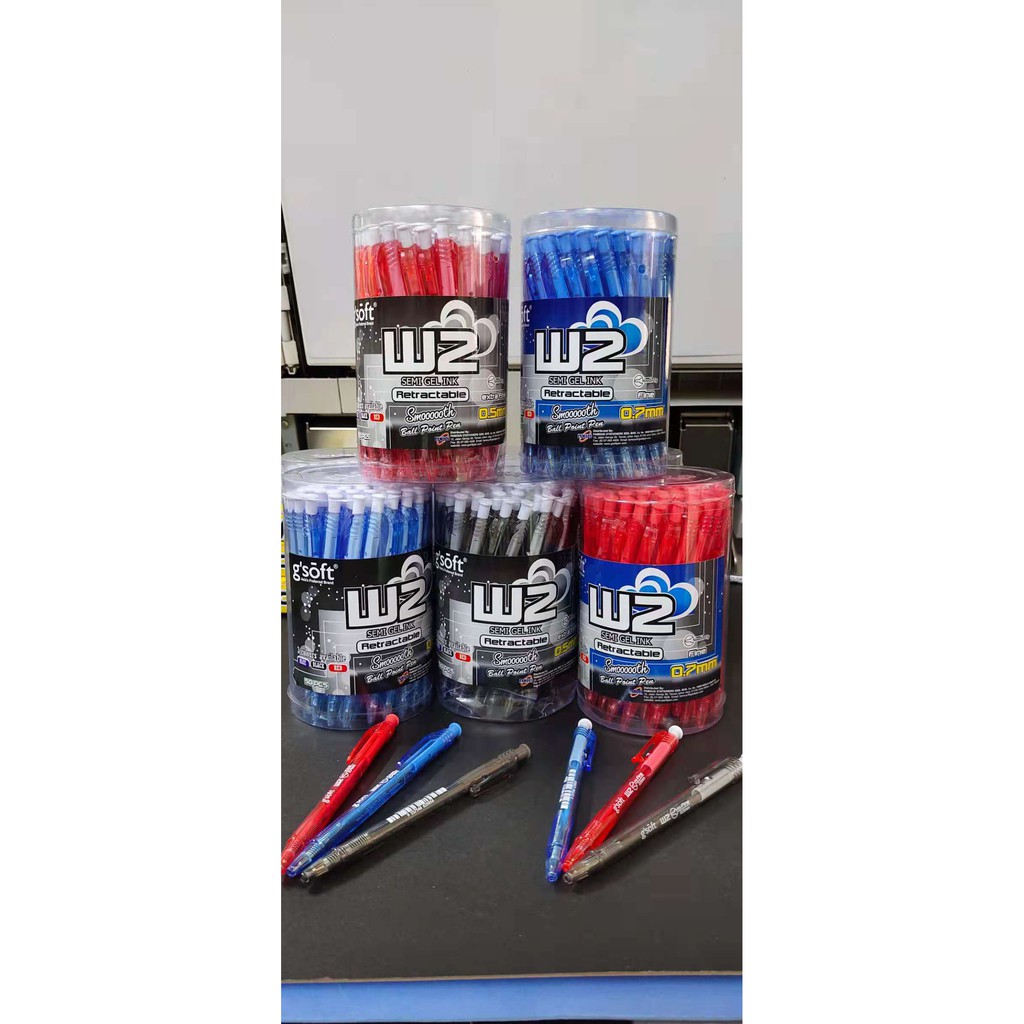 ปากกาลูกบอล GSoft BP-GS-WX2 / GSoft W2 Semi Gel Pen (ดํา น้ําเงิน แดง) 1 ชิ้น