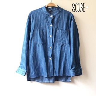 striped fake denim shirt