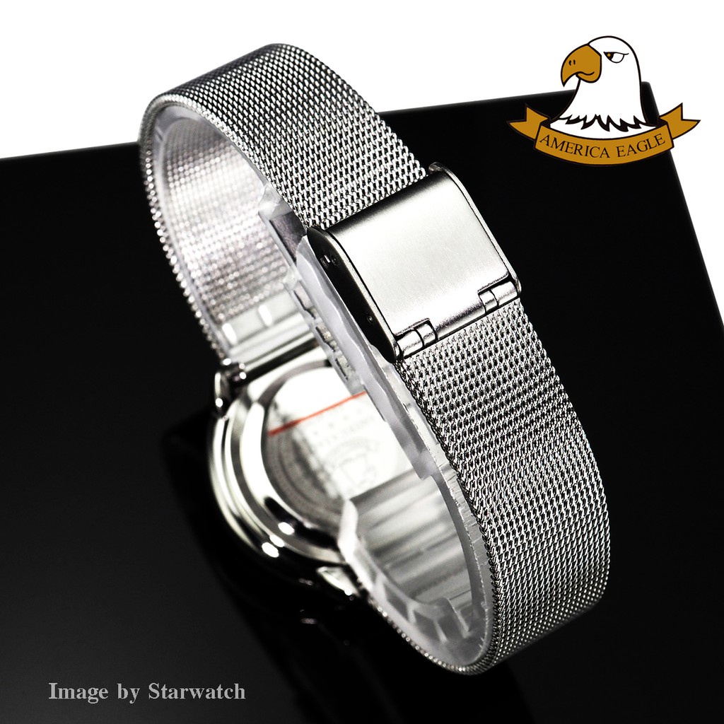 ✱✑✕AMERICA EAGLE นาฬิกาข้อมือผู้หญิง สายสแตนเลส รุ่น AE106L - Silver/White