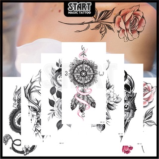 【Start Magic Tattoo】สติกเกอร์รอยสักชั่วคราว กันน้ํา ติดทนนาน 2 สัปดาห์ 210 มม.×115 มม. 15 วัน 200