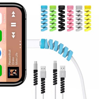 เกลียวถนอมสายชาร์จ USB สําหรับ iPhone Android 12 ชิ้น