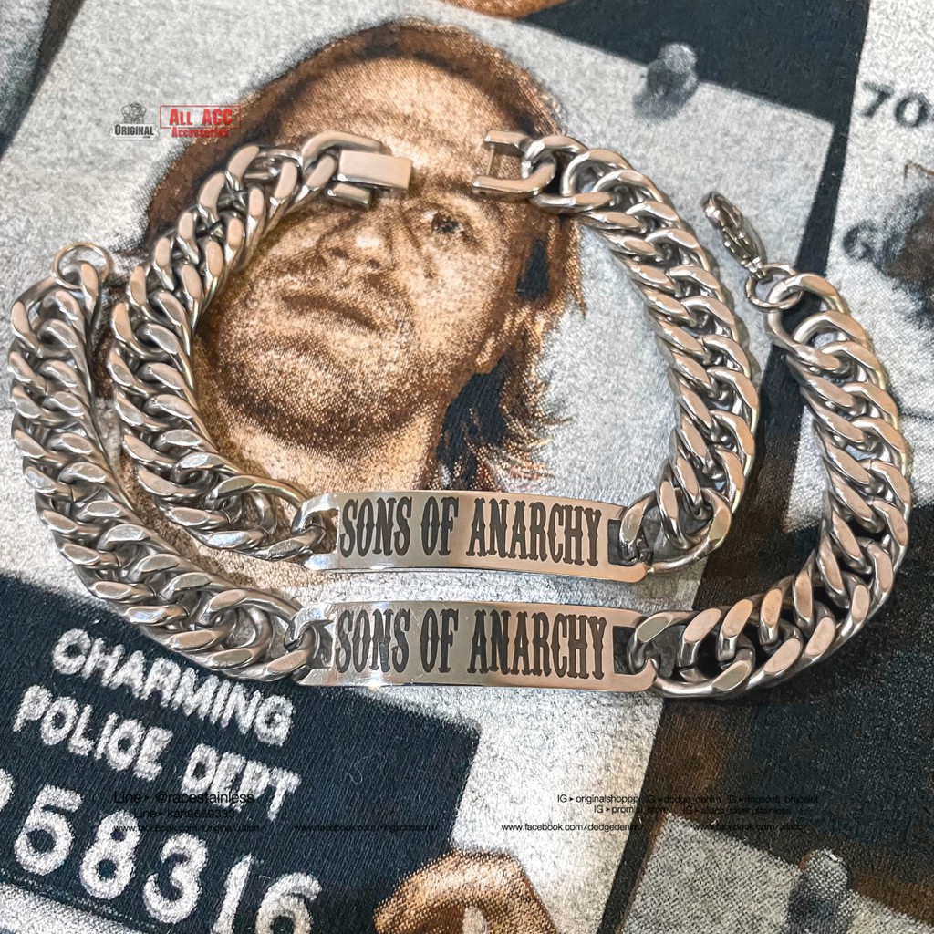 สร้อยข้อมือ Sons of anarchyรุ่น2 (ล็อค2แบบ) 10มิล สแตนเลสแท้100% bracelet stainless 316l allacc samc