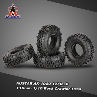 ยาง AUSTAR AX-4020 1.9 นิ้ว 110 มม. 1/10 Rock Crawler สำหรับ D90 SCX10 AXIAL RC4WD TF2 RC 4 ชิ้น